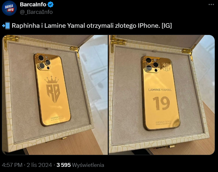 Raphinha i Yamal dostali takie oto... ZŁOTE IPHONE'Y! O.o